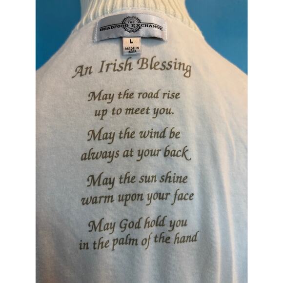 NWT The Bradford Exchange Cotton Sweater Jacket Lined Pockets Irish Blessing L - Picture 9 of 10